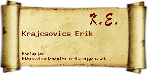 Krajcsovics Erik névjegykártya